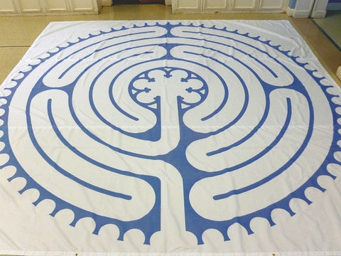 Abingdon à la Chartres - Poly Canvas Portable Labyrinth - 16'-2.5" - Aegean Blue Lines