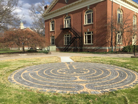 Berea KY-Berea College Christian Center-Abingdon-a-la-Chartres-Paver Brick Labyrinth Kit-Charcoal Field & Buff Lines