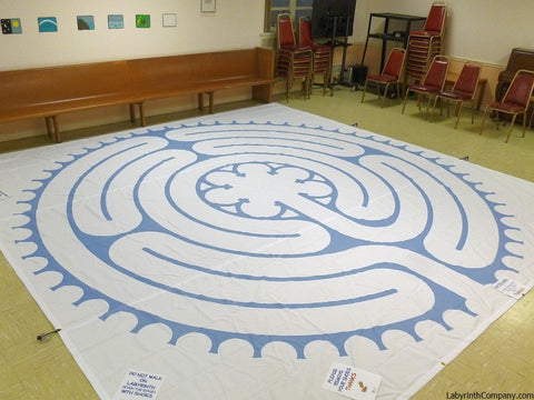 Chelsea à la Chartres - Poly Canvas Portable Labyrinth - Aegean Blue Lines - 16'-2.5"
