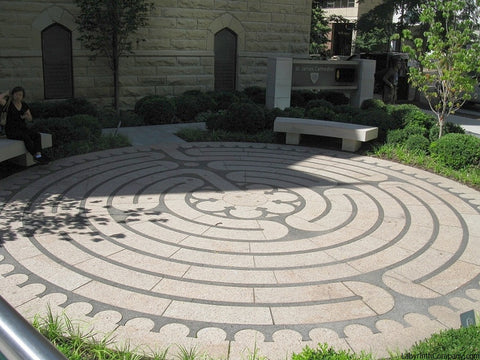 ChicagoIL-StJamesCathedral-StPaul-a-la-Chartres-Labyrinth-24'diameter-plaza-Two-Colors-Granite