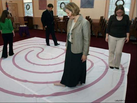 Classical 5 Labyrinth - Purple Lines - 16'-2.5" - Trinity Church, Warren NJ - Walkers