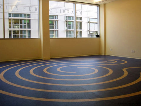 Iowa City IA Medical Office - 18' diameter Baltic labyrinth design from sheet linoleum