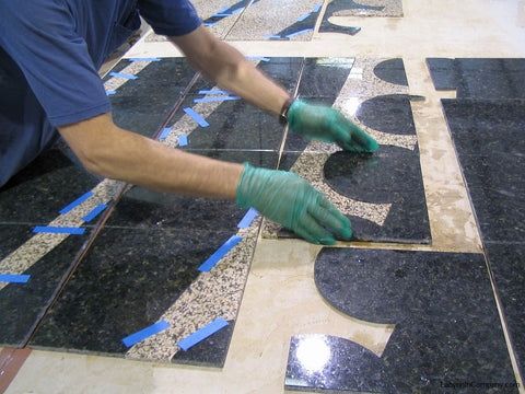 Granite Tiles Assembled After Cutting from Two Colors