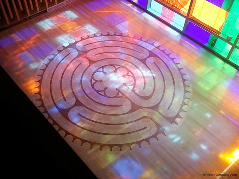 LouisvilleKY-NortonCancerCtr-18'diameter-Chelsea-a-la-Chartres-Labyrinth-Maple-Cherry-chapel-stained-glass