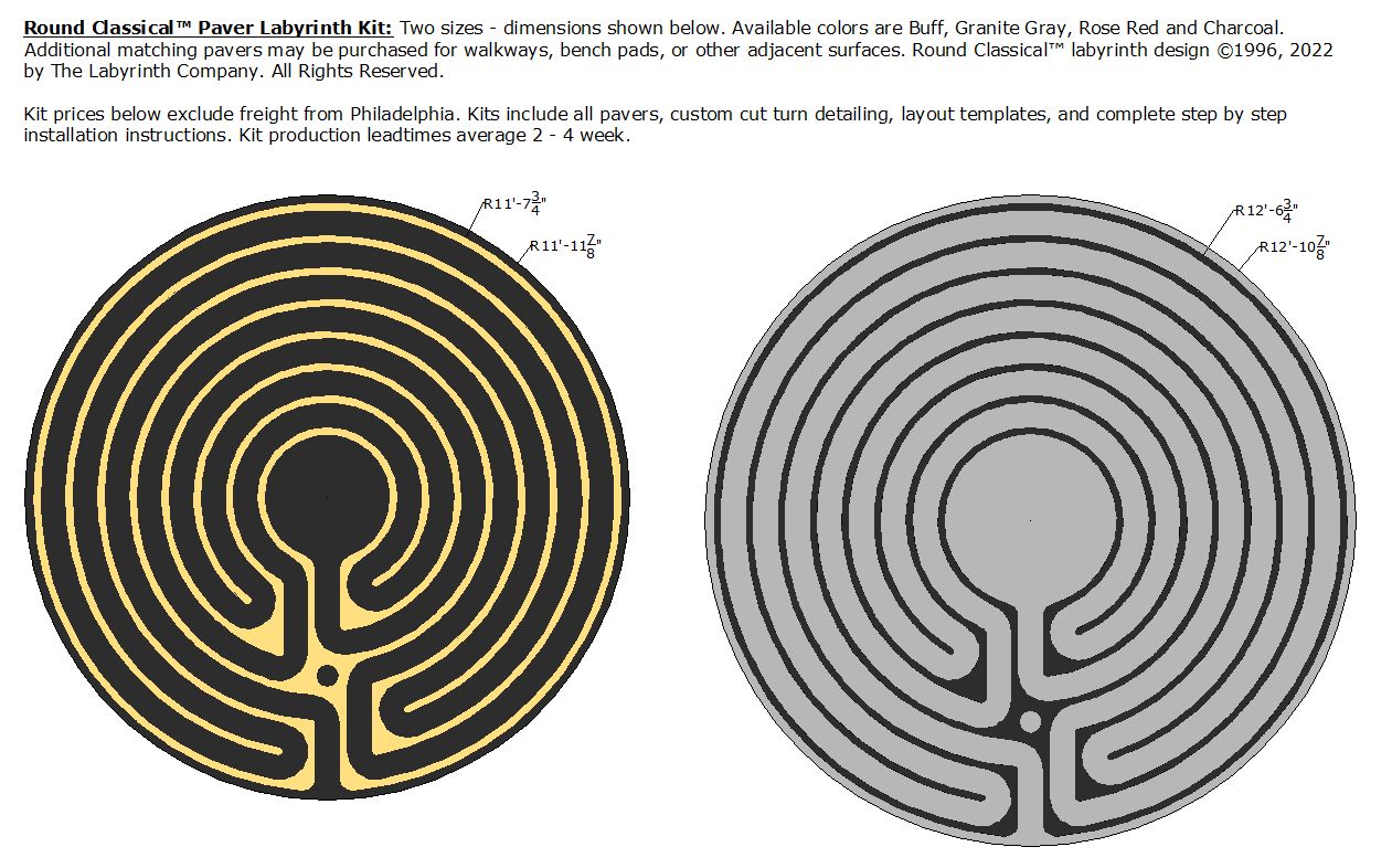 Round Classical™ paver brick labyrinth kits from The Labyrinth Company