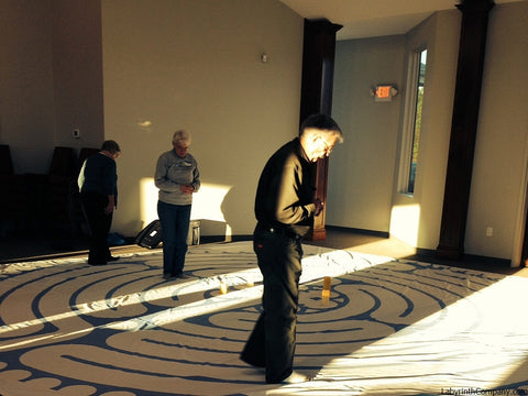 St. Paul à la Chartres - Poly Canvas Portable Labyrinth - 21'-9" - Ocean Blue Lines - Walkers